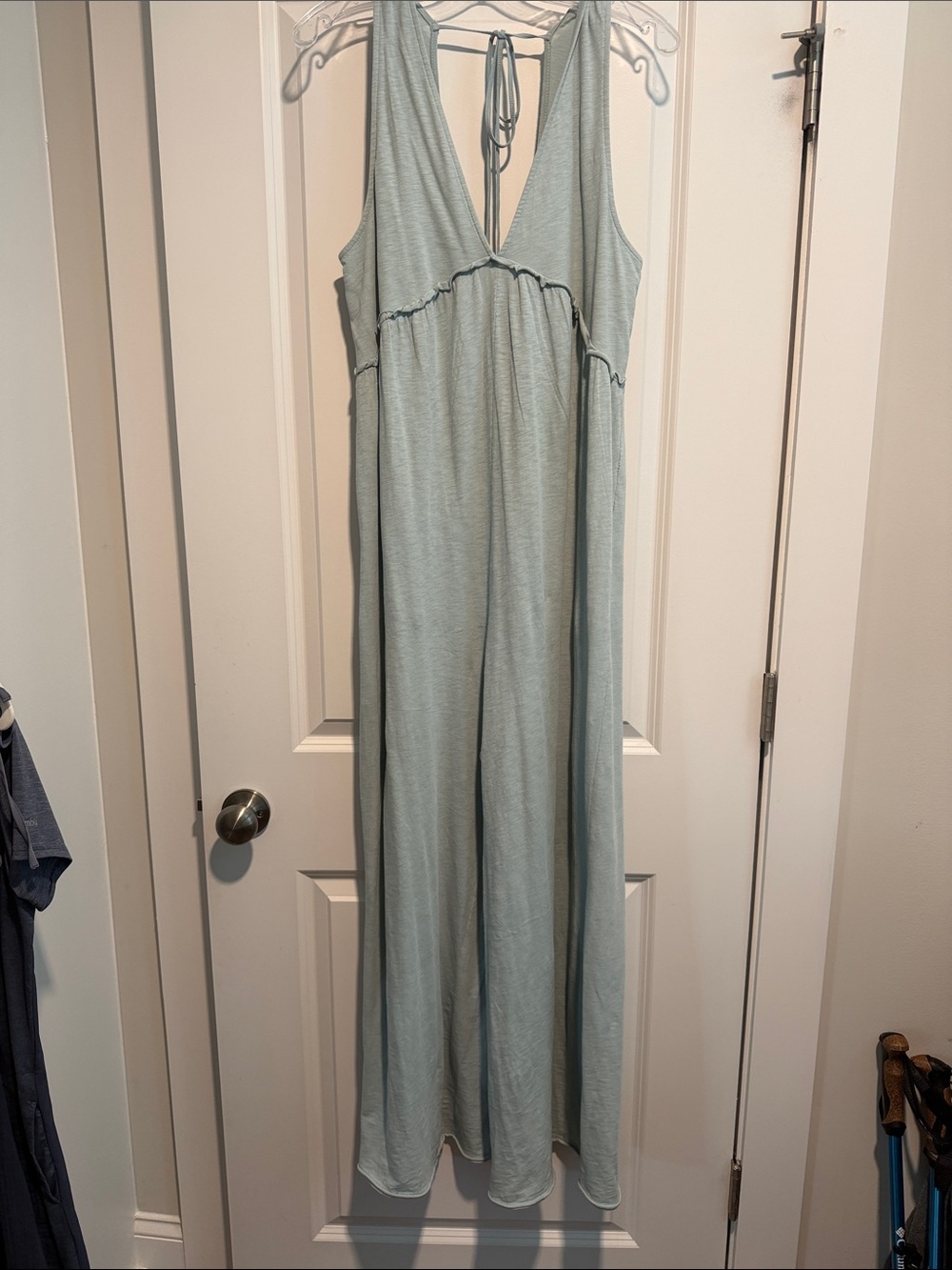 American Eagle Outfitters Sage Green Sleeveless Wide-Leg Jumpsuit